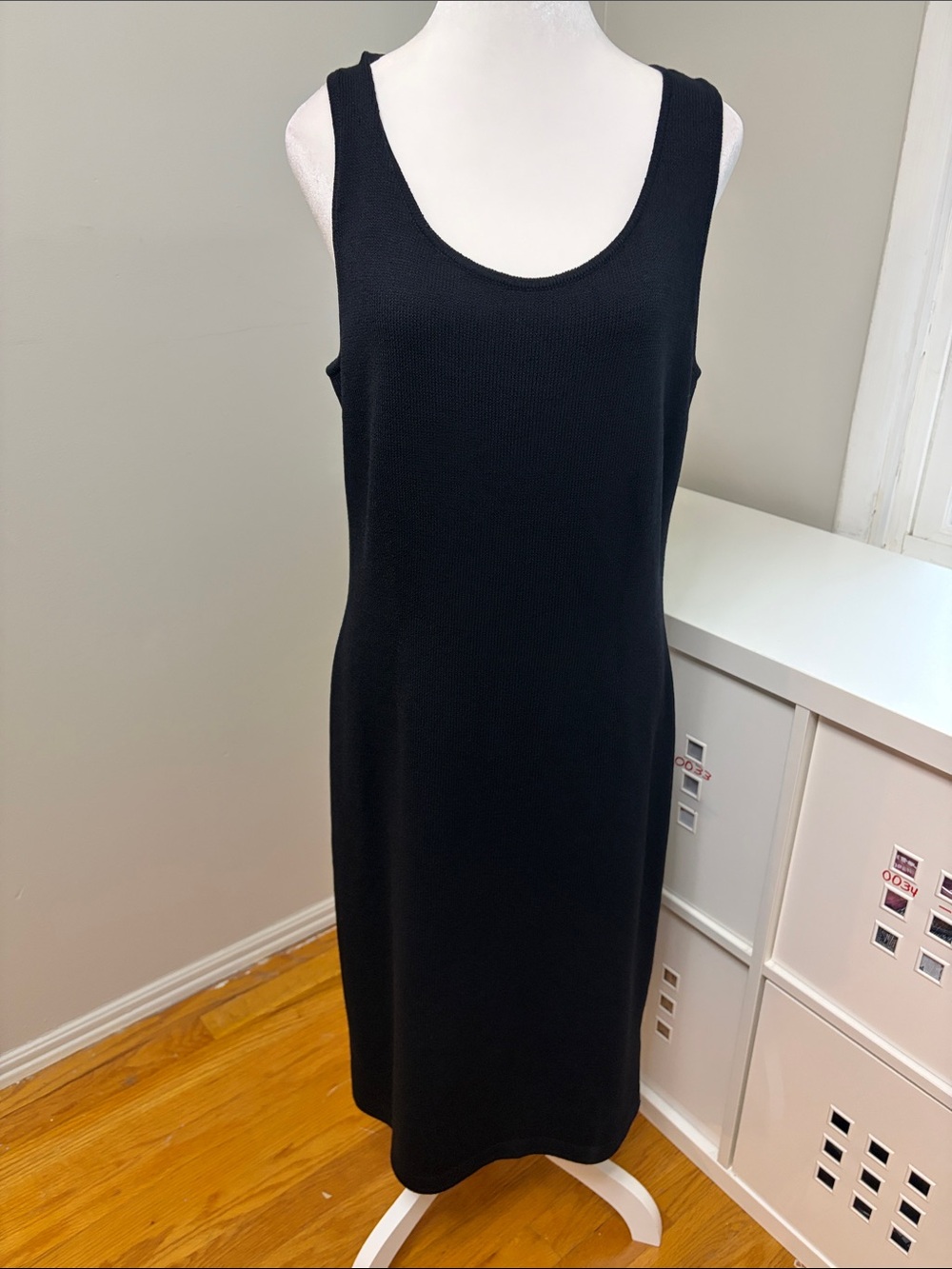 Vintage 2007 St.‎ John Collection Resort Black Ribbed Knit Tank Dress Size 8